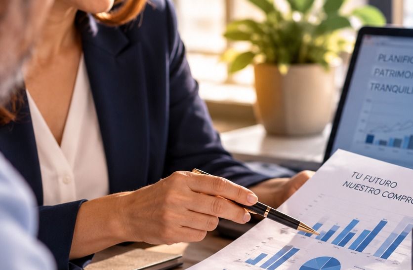 A MuAr Finances advisor reviews a financial plan with a client.